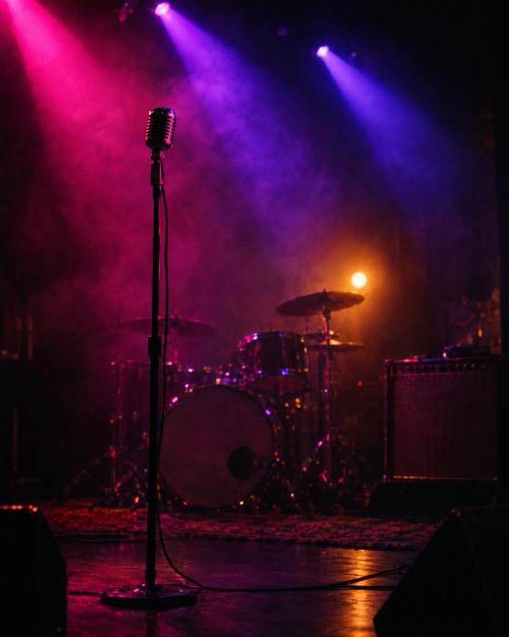 The stage in pink light